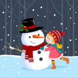 Cute girl kissing a snowman vector illustration Cute girl kissing a snowman vector illustration