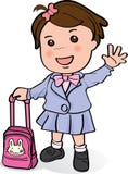 Cute girl waving hand to her parents royalty free illustration Cute girl waving hand to her parents royalty free illustration