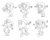 Cute Girl With Different Emotions. Coloring Book Royalty Free Stock Images