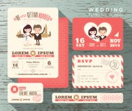 Cute Groom And Bride Couple Wedding Invitation Set Design Template Royalty Free Stock Image Cute Groom And Bride Couple Wedding Invitation Set Design Template Royalty Free Stock Image