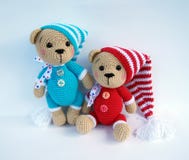 Cute handmade crochet bear doll isolated on white background with shadow reflection. royalty free stock photo Cute handmade crochet bear doll isolated on white background with shadow reflection. royalty free stock photo