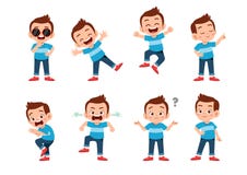 Free Cute Kid With Many Gesture Expression Set Royalty Free Stock Photo - 159628245