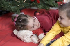 Cute Kids At Christmas Stock Images