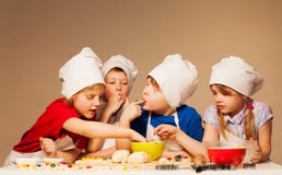 Cute Kids Tasting Dough For Handmade Cookies Royalty Free Stock Images Cute Kids Tasting Dough For Handmade Cookies Royalty Free Stock Images