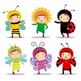 Cute kids wearing insect and flower costumes royalty free illustration Cute kids wearing insect and flower costumes royalty free illustration