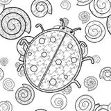 Cute ladybird adult coloring book page. stock illustration Cute ladybird adult coloring book page. stock illustration