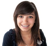 Cute Latino Girl Smiling with Braces
