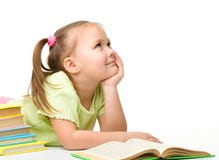 Cute little girl with books stock photo Cute little girl with books stock photo