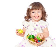 Cute Little Girl Painting Easter Eggs Royalty Free Stock Image