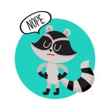 Cute little raccoon character with Nope word in speech bubble royalty free illustration Cute little raccoon character with Nope word in speech bubble royalty free illustration