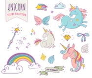Cute magic collection with unicon, rainbow, fairy Stock Photos Cute magic collection with unicon, rainbow, fairy Stock Photos