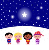 Cute multicultural Kids singing Christmas sign royalty free illustration Cute multicultural Kids singing Christmas sign royalty free illustration
