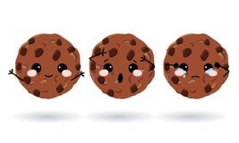 Cute oat cookies. Set of emotion icons for messenger, chat or more. Vector hand drawn illustration royalty free illustration Cute oat cookies. Set of emotion icons for messenger, chat or more. Vector hand drawn illustration royalty free illustration