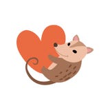 Cute Opossum Holding Big Red Heart, Adorable Wild Animal Cartoon Character Vector Illustration royalty free illustration Cute Opossum Holding Big Red Heart, Adorable Wild Animal Cartoon Character Vector Illustration royalty free illustration
