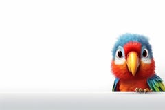 Free Cute Parrot White Background With Clipping Path. 3D Illustration. Space For Text Generative Ai Stock Photo - 280490290
