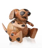 Cute piggy bank handicraft wooden dog Royalty Free Stock Photography Cute piggy bank handicraft wooden dog Royalty Free Stock Photography