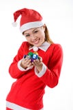 Cute Santa Tiny Gifts Smiling Stock Image Cute Santa Tiny Gifts Smiling Stock Image