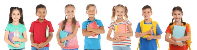 Cute School Children With Stationery Royalty Free Stock Photography