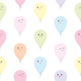 Cute seamless pattern with kawaii balloons. For birthday, baby shower, holidays design. Royalty Free Stock Photo Cute seamless pattern with kawaii balloons. For birthday, baby shower, holidays design. Royalty Free Stock Photo