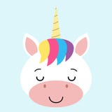 Cute sleeping unicorn face.Vector cartoon character illustration Design for child card , t-shirt. stock illustration Cute sleeping unicorn face.Vector cartoon character illustration Design for child card , t-shirt. stock illustration