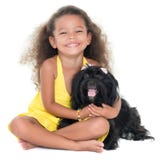 Cute Small Girl Hugging Her Pet Dog Royalty Free Stock Photography