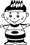 Cute small kid playing drum black and white vector illustration Cute small kid playing drum black and white vector illustration