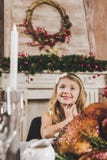 Cute girl at holiday table stock photography Cute girl at holiday table stock photography