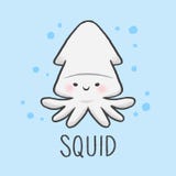 Cute Squid cartoon hand drawn style royalty free illustration Cute Squid cartoon hand drawn style royalty free illustration