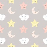 Cute Star, Cloud and Moon Seamless Pattern Background Vector Illustration stock illustration Cute Star, Cloud and Moon Seamless Pattern Background Vector Illustration stock illustration