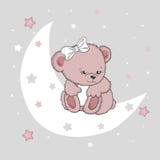Cute teddy bear girl on the moon Royalty Free Illustration Cute teddy bear girl on the moon Royalty Free Illustration
