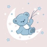 Cute Teddy Bear on the moon. Sweet dreams Vector Illustration Cute Teddy Bear on the moon. Sweet dreams Vector Illustration