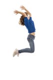 Cute teen girl in a jump stock photos Cute teen girl in a jump stock photos