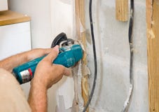 Cutting Drywall Royalty Free Stock Photo Cutting Drywall Royalty Free Stock Photo