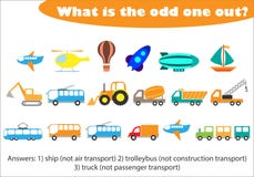 Cuál es el impar hacia fuera para los niños, transporte en el estilo de la historieta, juego para los niños, actividad preescolar stock de ilustración Cuál es el impar hacia fuera para los niños, transporte en el estilo de la historieta, juego para los niños, actividad preescolar stock de ilustración