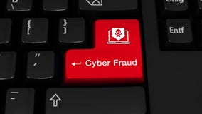 Cyber oszustwa obracania ruch Na Komputerowej klawiatury guziku ilustracji Cyber oszustwa obracania ruch Na Komputerowej klawiatury guziku ilustracji