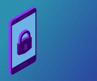 Padlock, smartphone, 3d isometric Royalty Free Stock Photo Padlock, smartphone, 3d isometric Royalty Free Stock Photo