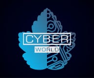Cyber światowy liść z mikroukładem ilustracja wektor Cyber światowy liść z mikroukładem ilustracja wektor