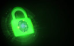 Cybersäkerhet och nätverksskydd Hänglås med fingeravtrycket vektor illustrationer Cybersäkerhet och nätverksskydd Hänglås med fingeravtrycket vektor illustrationer