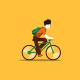 Cycliste montant à l'école ou au travail illustration de vecteur Cycliste montant à l'école ou au travail illustration de vecteur
