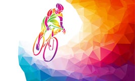 Cycliste professionnel impliqué dans une course de vélo Bas poly polygonal illustration stock Cycliste professionnel impliqué dans une course de vélo Bas poly polygonal illustration stock