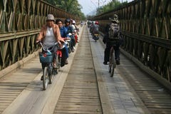 Old bridge across Mekong River at Luang Prabang