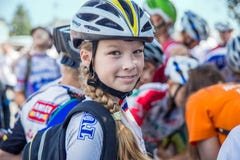 Cyklista w hełmie, zdjęcie stock Cyklista w hełmie, zdjęcie stock