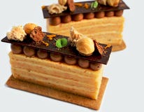 Cytrus ablegrował opera tort z czekoladowym ganache i hazelnuts obrazy royalty free Cytrus ablegrował opera tort z czekoladowym ganache i hazelnuts obrazy royalty free