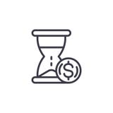 Czas jest pieniądze decyzi ikony liniowym pojęciem Czas jest pieniądze decyzi linii wektoru znakiem, symbol, ilustracja ilustracji Czas jest pieniądze decyzi ikony liniowym pojęciem Czas jest pieniądze decyzi linii wektoru znakiem, symbol, ilustracja ilustracji
