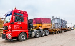 CZECH REPUBLIC, PRESTICE, 11 NOVEMBER, 2014:Transport of heavy, oversized loads and construction machinery Stock Photo CZECH REPUBLIC, PRESTICE, 11 NOVEMBER, 2014:Transport of heavy, oversized loads and construction machinery Stock Photo