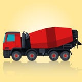 Czerwony betonowy melanżer na kolorze żółtym Zdjęcie Stock Czerwony betonowy melanżer na kolorze żółtym Zdjęcie Stock