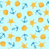 Cáscara y ancla de las estrellas de mar del mar libre illustration Cáscara y ancla de las estrellas de mar del mar libre illustration