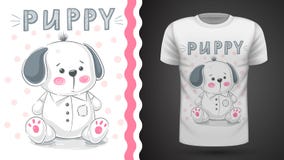 Cão, cachorrinho - ideia para o t-shirt da cópia ilustração stock Cão, cachorrinho - ideia para o t-shirt da cópia ilustração stock
