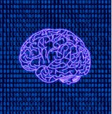 Cérebro do vetor no fundo do código binário dos datos matriciais, Brain Illustration, ícone de néon ilustração do vetor Cérebro do vetor no fundo do código binário dos datos matriciais, Brain Illustration, ícone de néon ilustração do vetor
