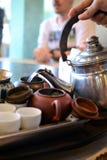 Cérémonie de thé chinoise taiwan Bac de thé, cuvettes images libres de droits Cérémonie de thé chinoise taiwan Bac de thé, cuvettes images libres de droits